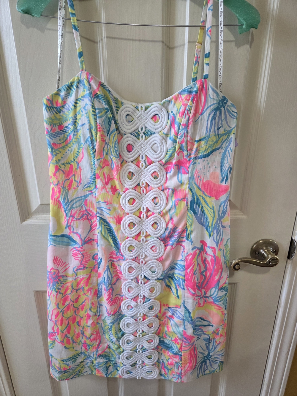 Lilly Pulitzer White Pink Blue Green Yellow Tropical Print Sundress